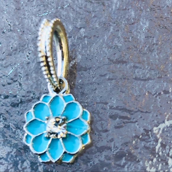 Blue flower charm bracelet necklace dangles - Picture 2 of 4